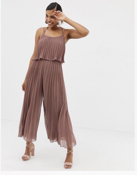 Pleated crop top jumpsuit sales
