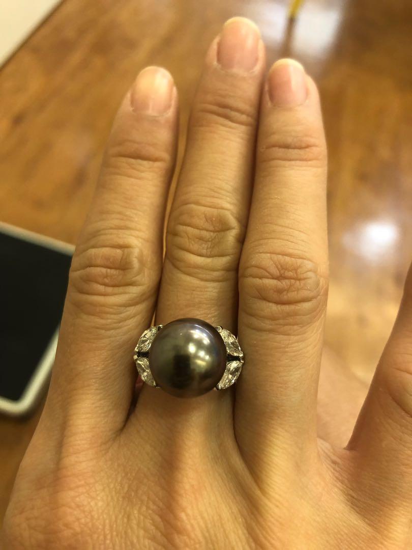 Real black pearl ring online