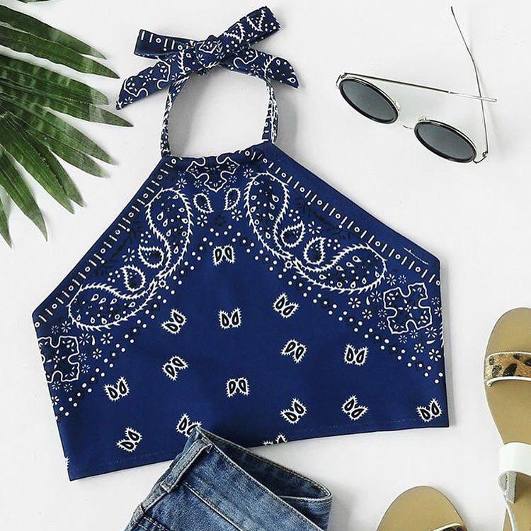 Bandana Halter Top, Fesyen Wanita 