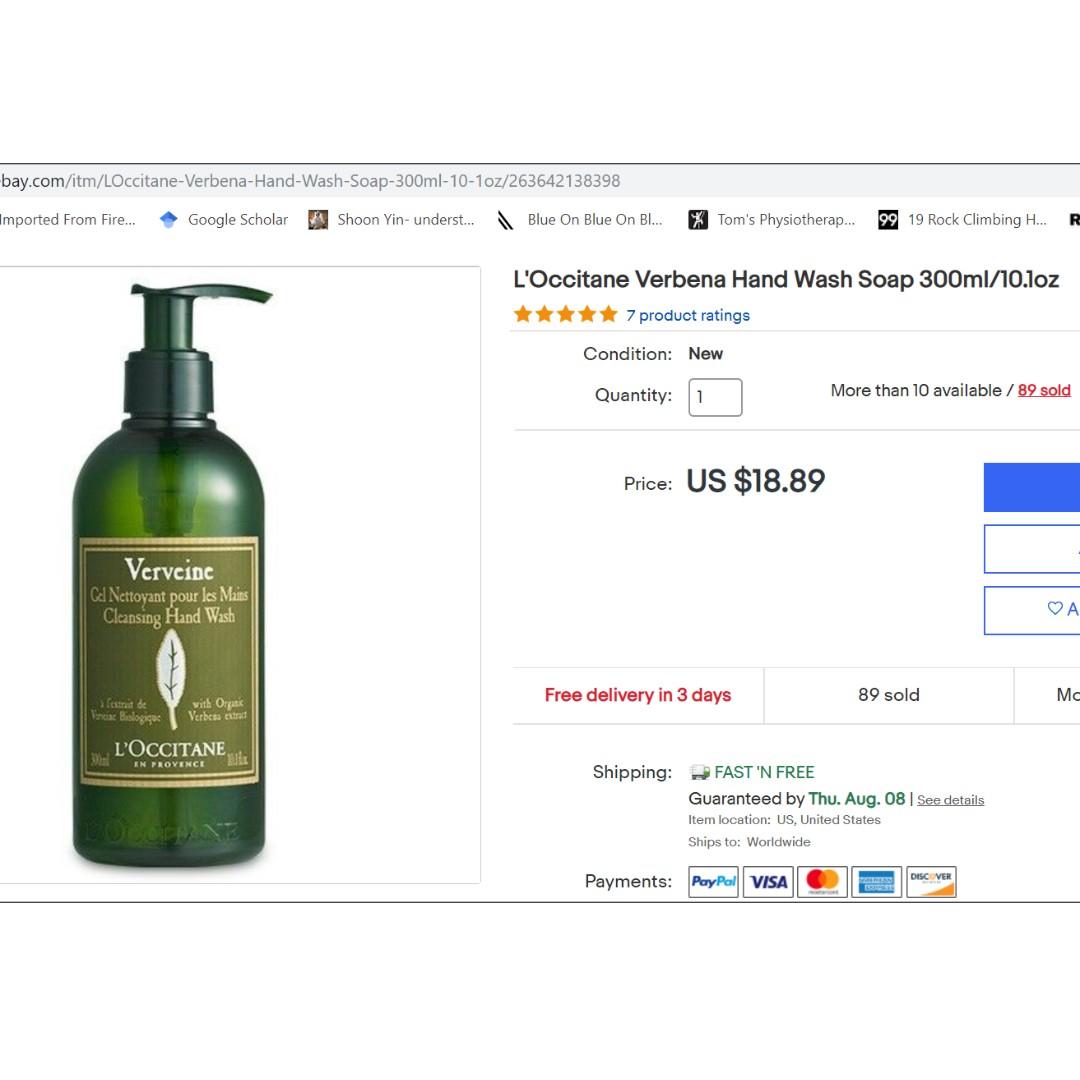 Brand New Loccitane Cleansing Hand Wash Verveine Health Beauty Face Skin Care On Carousell L'occitane en provence verveine 300 ml cleansing hand wash. loccitane cleansing hand wash verveine