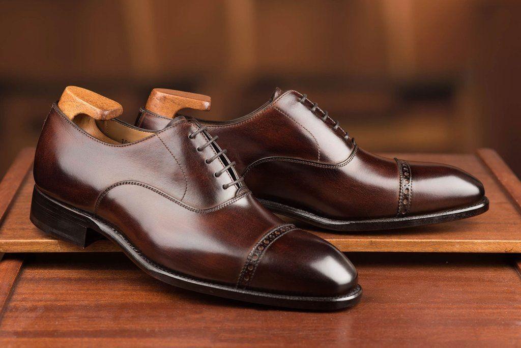 dark brown cap toe oxford