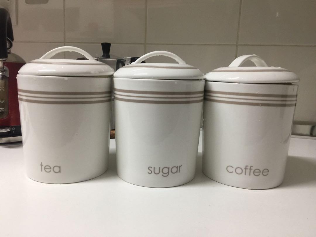 Ceramic Coffee Tea Sugar Container Jar Set Home Furniture Home