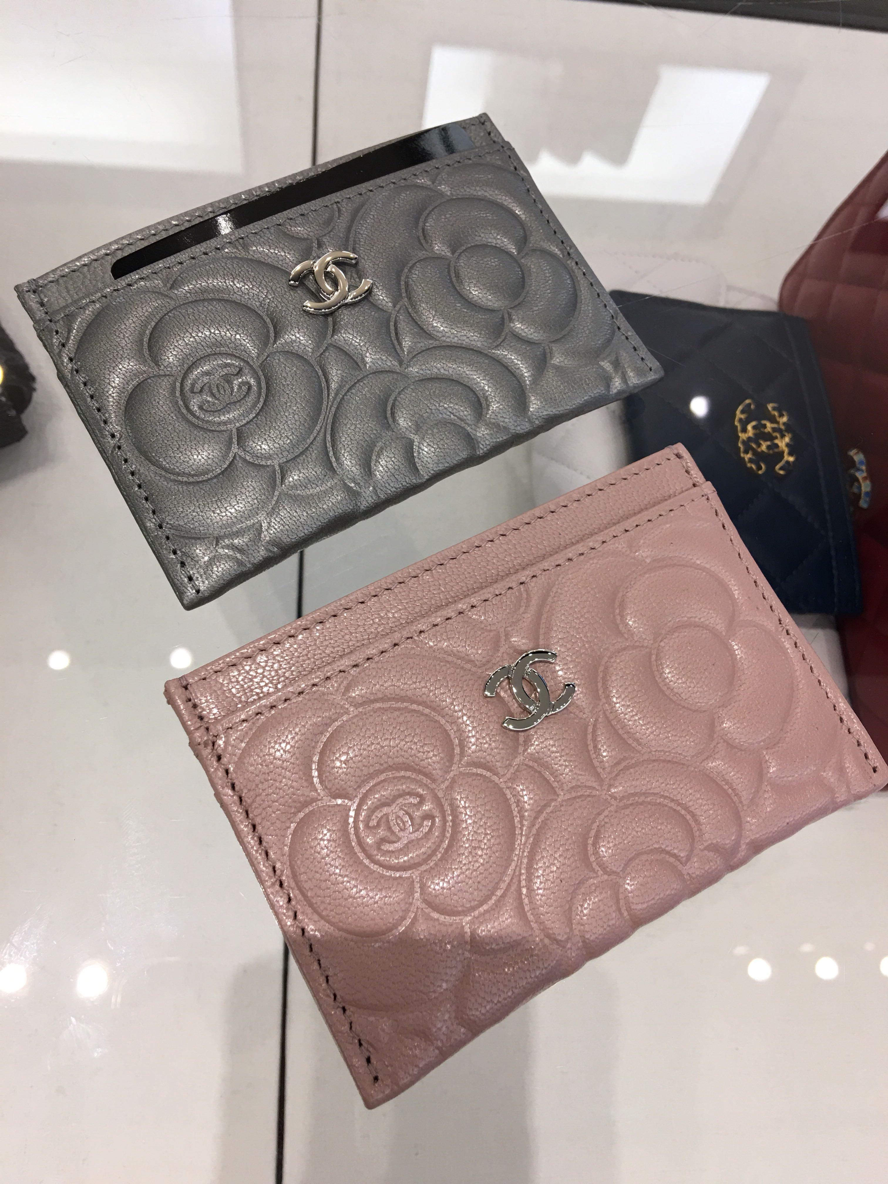 Chanel 19B camellia pink card holder, Luxury, Bags & Wallets on Carousell