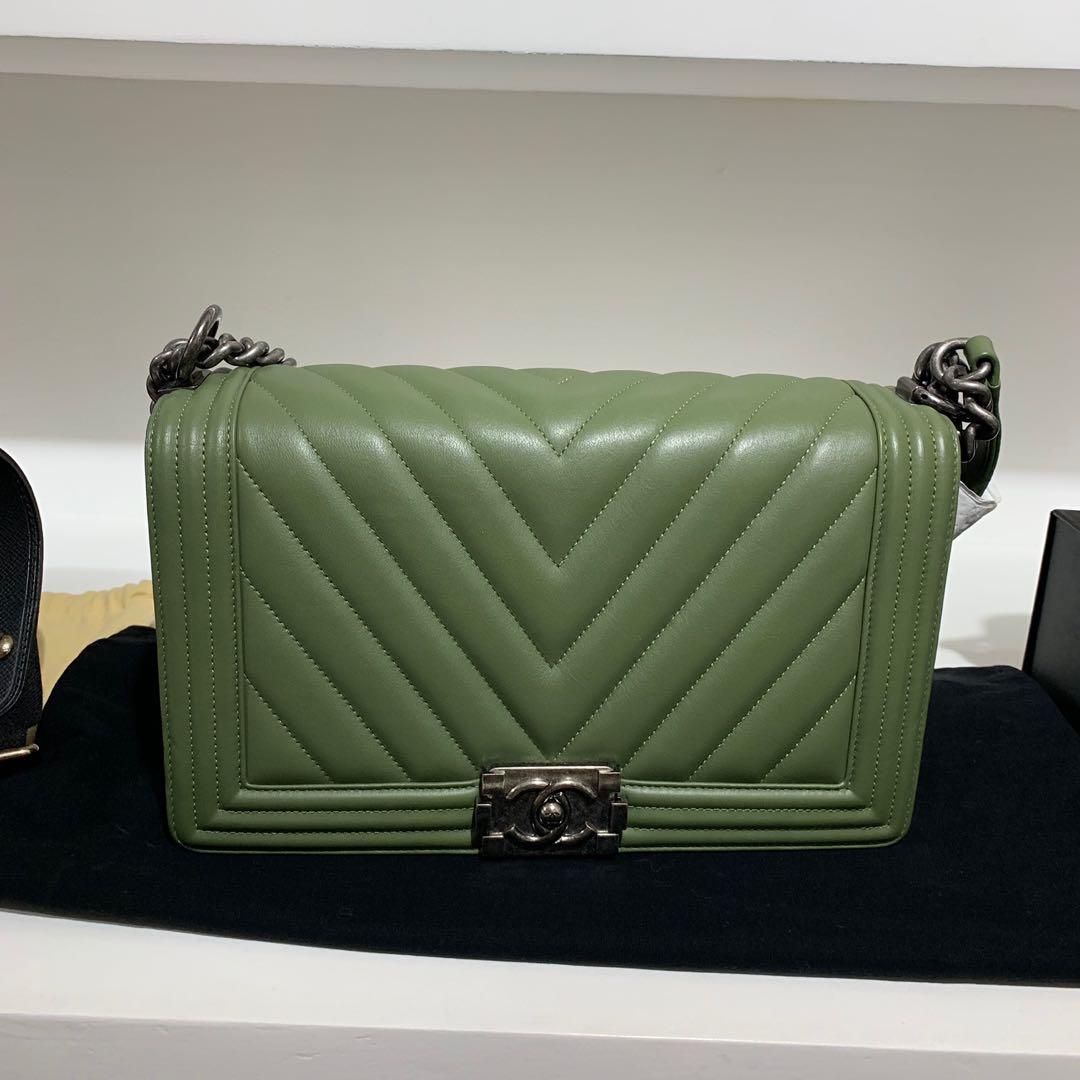 Chanel boy bag olive green Clearance