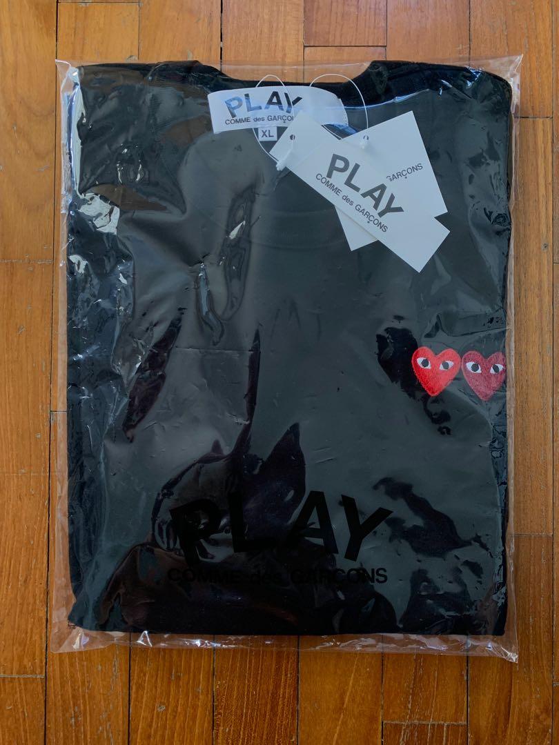 comme des garcons double heart tee