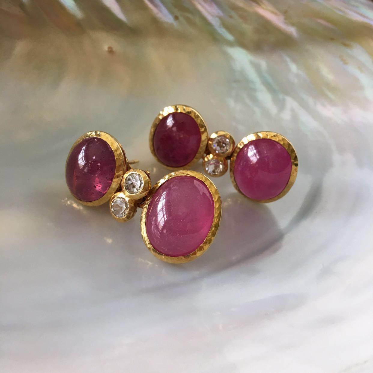 Cabochon ruby earrings sale