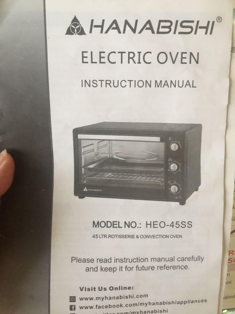 Hanabishi Electric Oven Heo 45ss Home Furniture Home Appliances Cooking And Ovens On Carousell