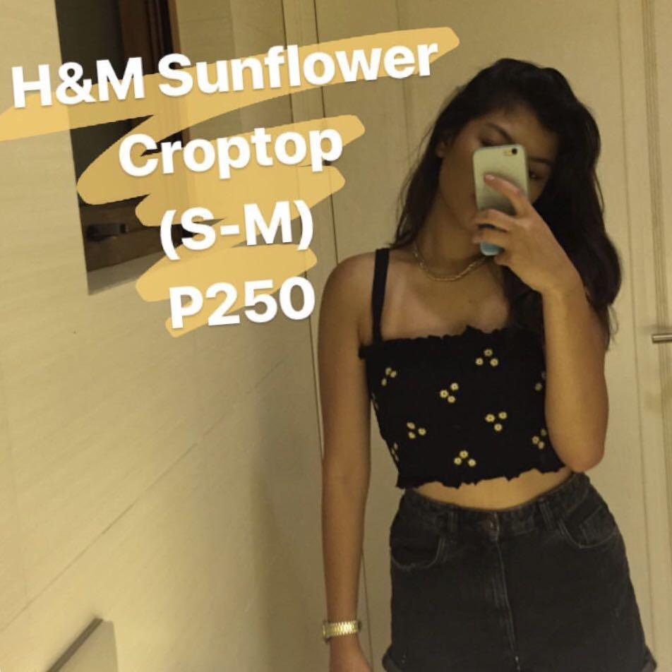 H M Sunflower Crop Top Women S Fashion Clothes Tops On Carousell