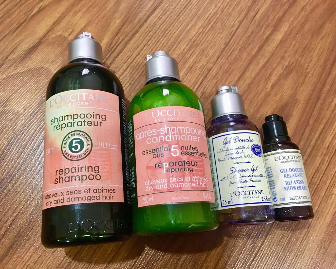 Loccitane Shampoo Conditioner Shower Gel And Pillow Mist On