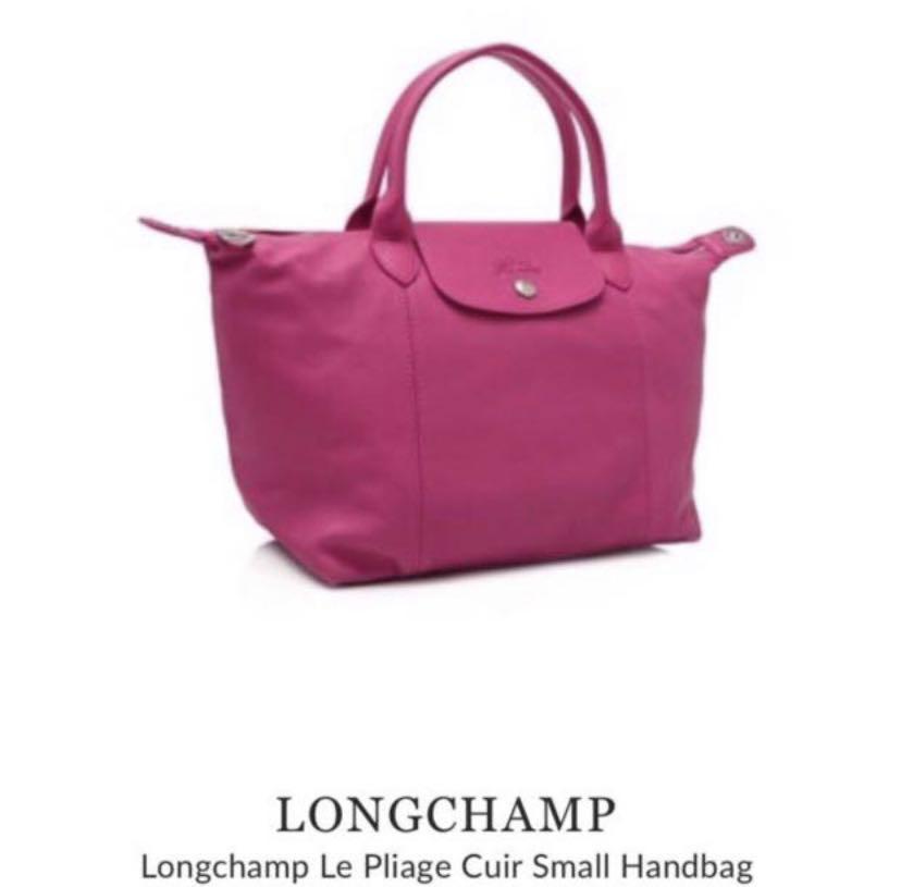 Longchamp Le Mini Pliage Cuir Fuchsia XS Top-Handle Bag at FORZIERI