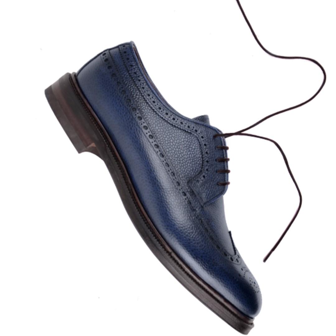 Sold to m0ley Meermin Mallorca Long Wing Blucher Dress Shoe Navy Country Calf Leather US8 EU41 UK7 rarely used