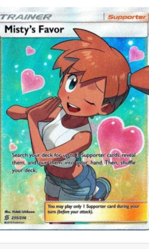 Pokemon Sized Trading card Pokemon Holographic card Fanmade Misty's Favor Card