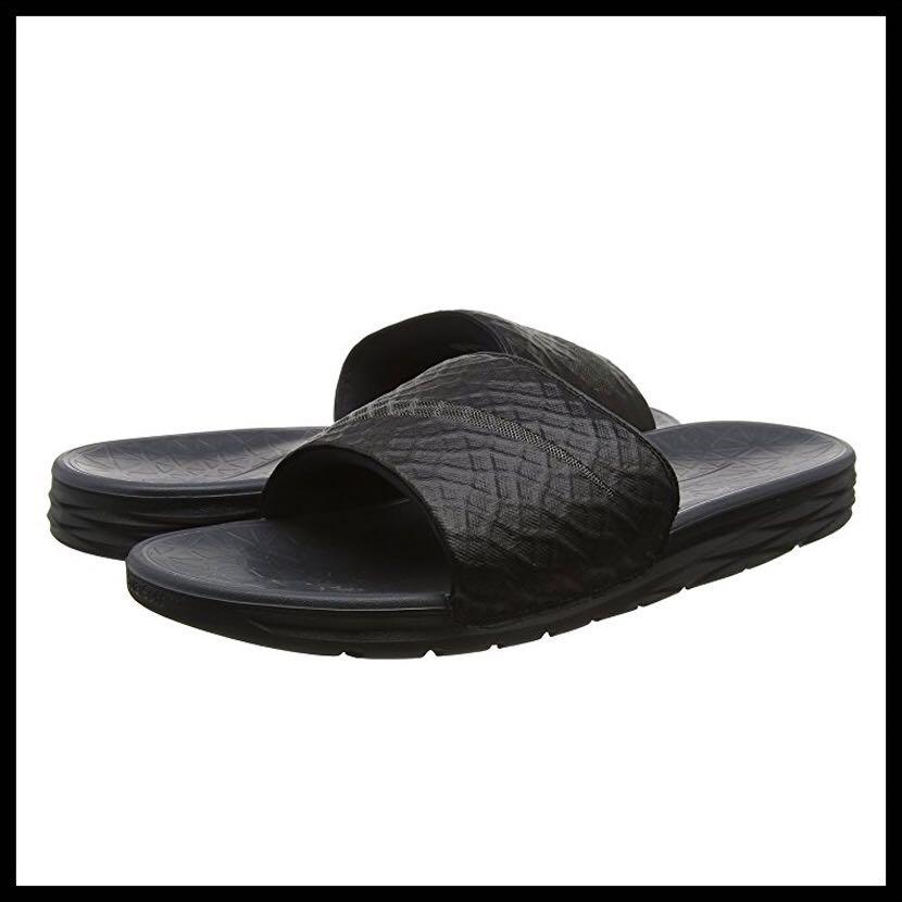 NIKE Men All Black Benassi Solarsoft Sandal Slipper Men s Fashion