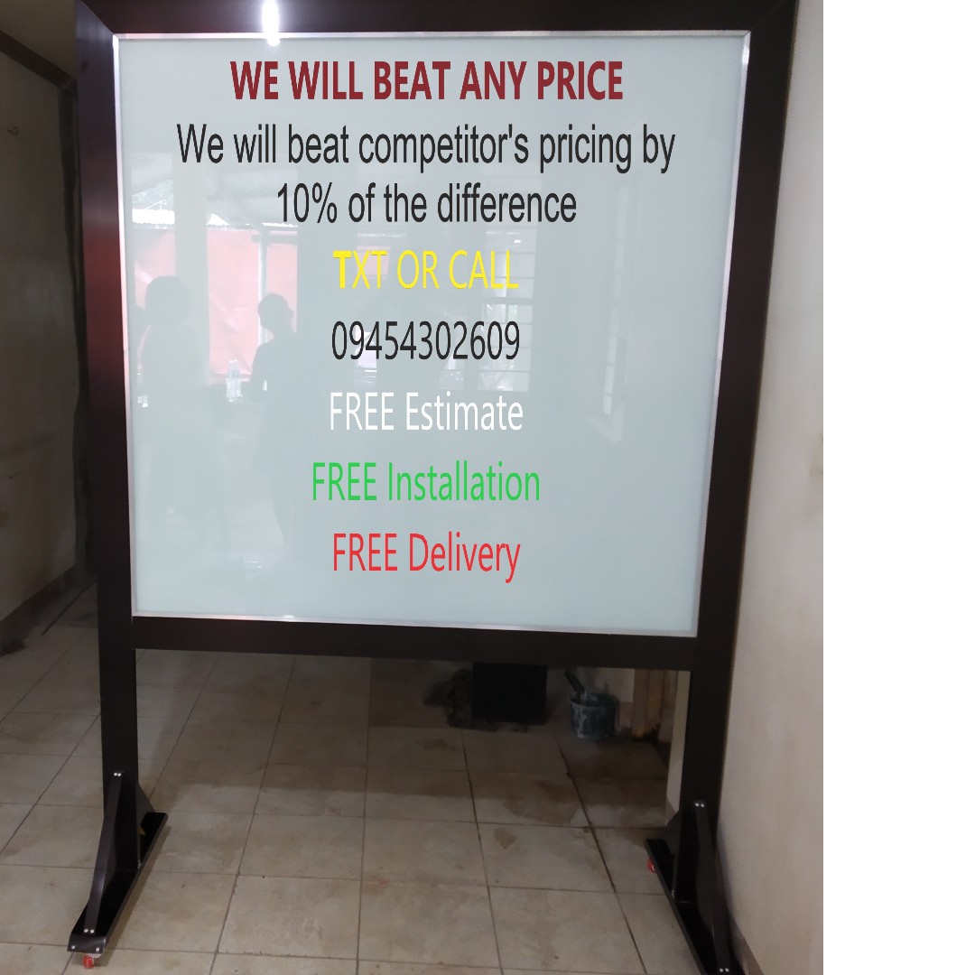 Rolling Glass Board Frame less, Furniture & Home Living, Office