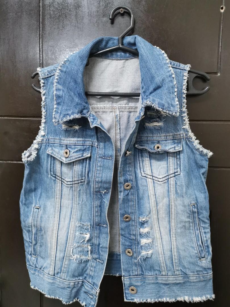 maong sleeveless jacket