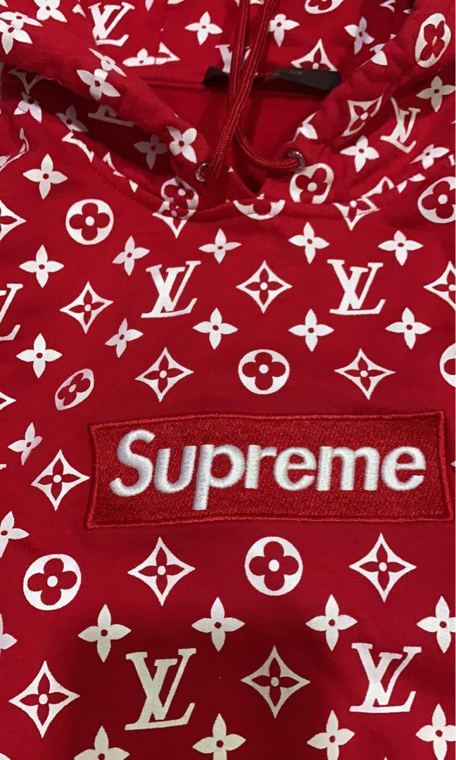 supreme lv hoodie red