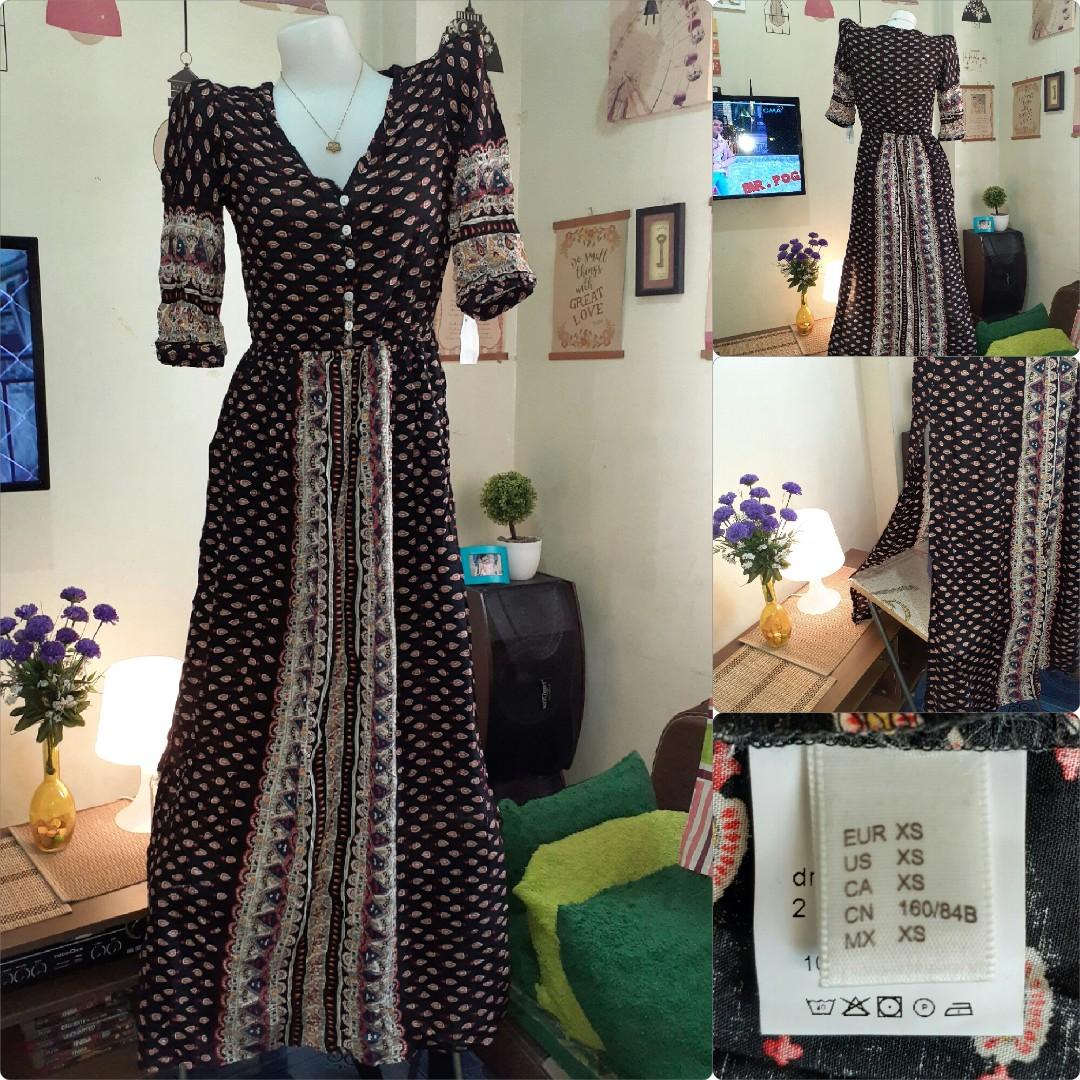 three quarter maxi dress