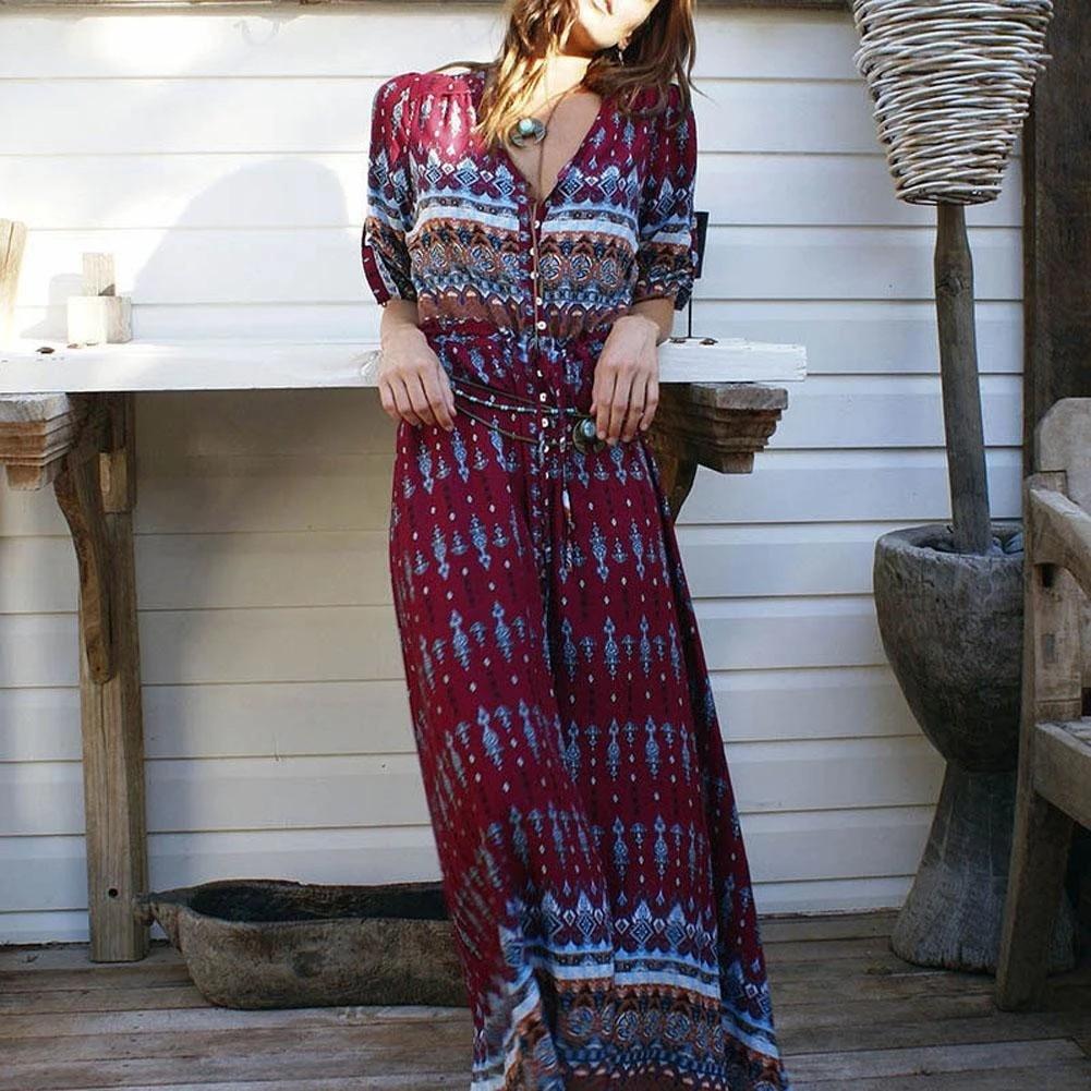 three quarter maxi dress