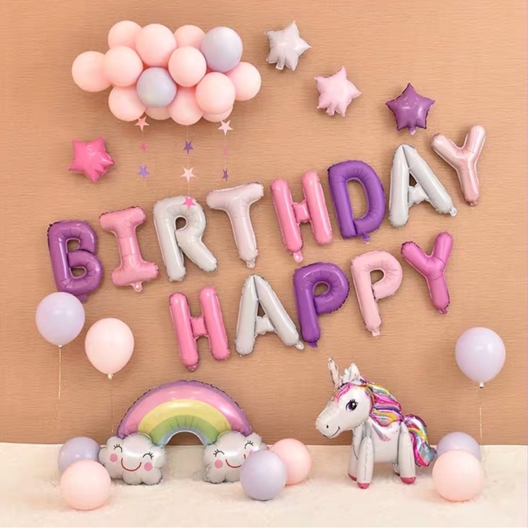 Instock Unicorn Party Decor Set Balloon Happy Birthday Balloon