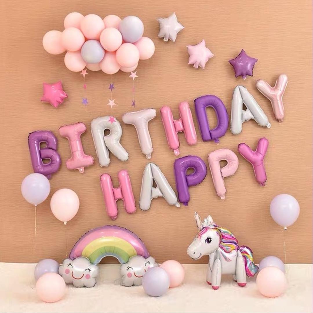 Instock Unicorn Party Decor Set Balloon Happy Birthday Balloon