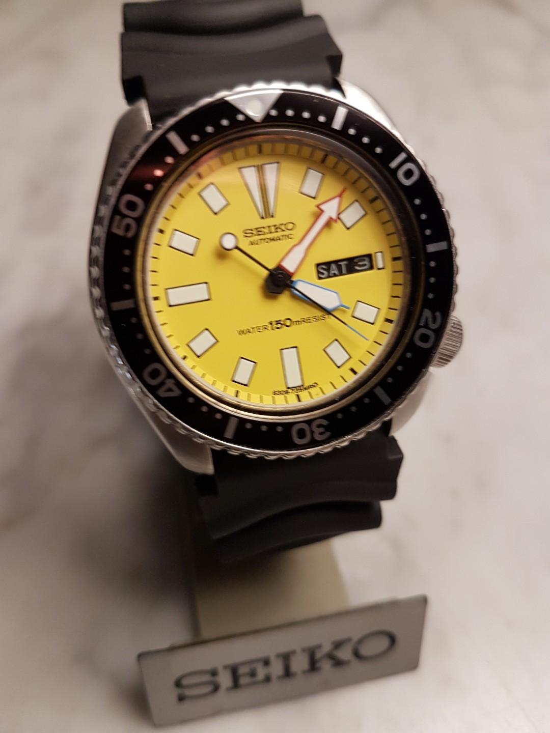 Vintage 80's Seiko Turtle Diver 150M Auto 6309-729X Day/Date Yellow Dial.,  Women's Fashion, Watches & Accessories, Watches on Carousell