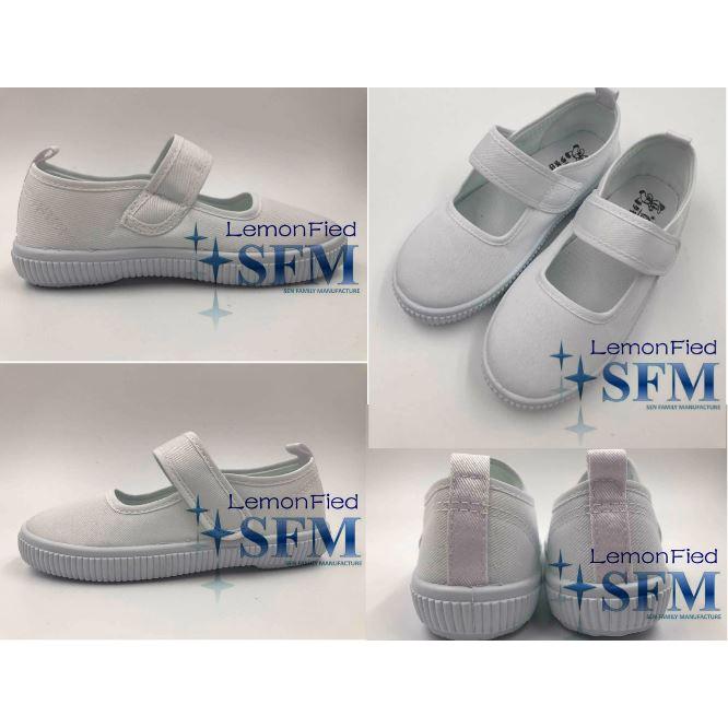 WHITE SCHOOL SHOES ONE VELCRO SNEAKERS CANVAS KIDS GIRLS SG