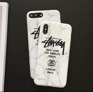 ［包郵］Stussy 白色雲石大理石紋全包手機殼軟殼 Apple iPhone case