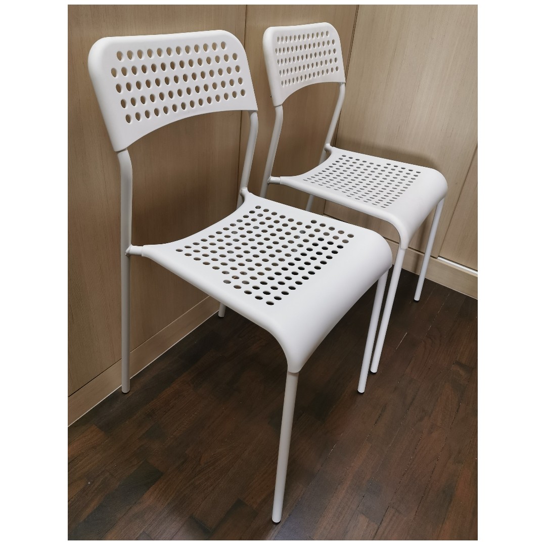 2 pieces ikea adde chair white furniture home living furniture chairs on carousell