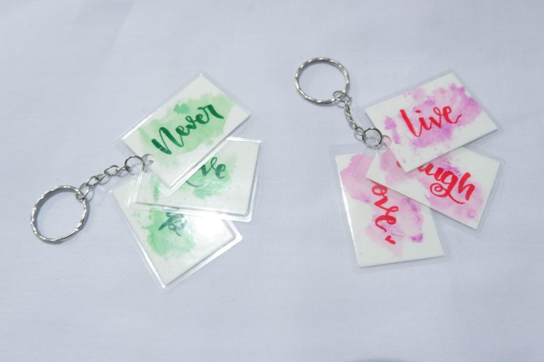 3 word Inspirational Quote Keychain - Handmade, Laminated (Category: Handmade Craft) located in Dasmarinas. Submitted by kheith_declutter (Listing ID 243806439, Image 3). Description: Pre-made laminated keychains for only Php20 💕 This keychain is strictly for 3 word phrases only. PM me 😊 (All keychains posted in the photo are for sale) Size: 4.5x3cm Posted: Never Give Up Dreams Come True Live. Love. Laugh. God is Good Pray without ceasing #HBDC