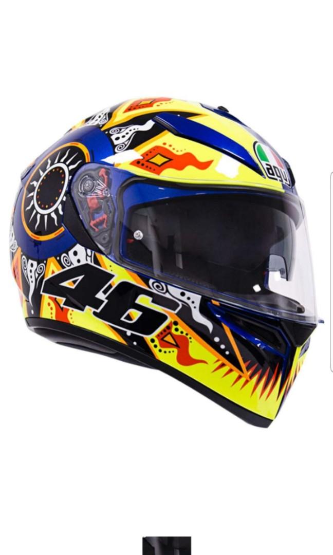 AGV K-3 K3 SV Rossi 2002 SIZE SMALL MEDIUM SMALL MEDIUM LARGE LARGE  MOTORCYCLE MOTORBIKE FULL FACE RACING Helmet, Motorcycles, Motorcycle  Apparel on Carousell