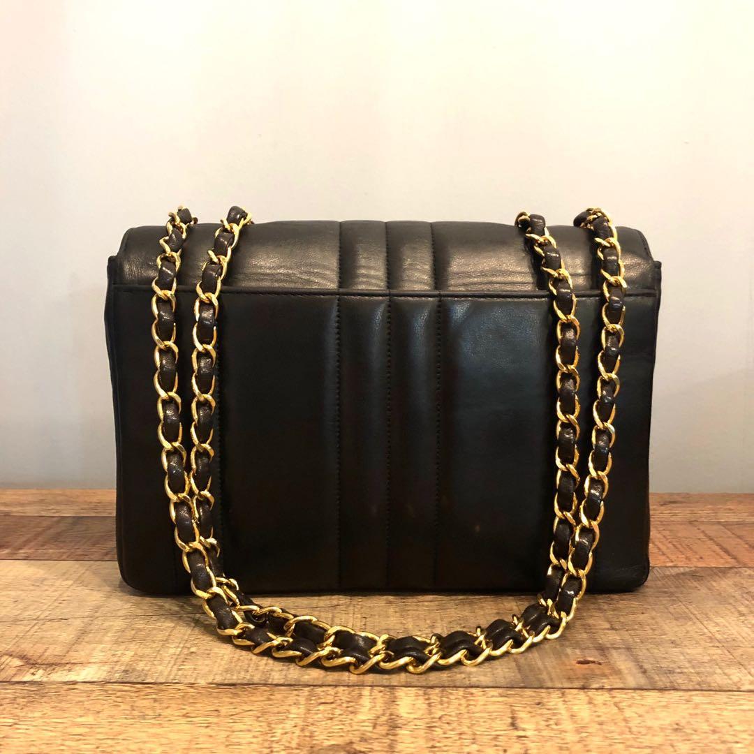 RESERVED Authentic Chanel Vertical Quilted Flap Bag in Medium Size w 24k  Gold Hardware