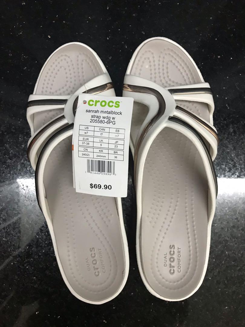 Crocs women's sanrah metal block strap wedge sandal deals