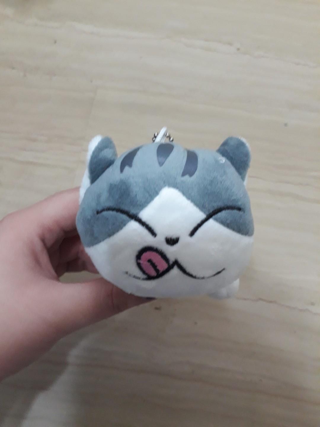 Brand New Cute Grey White Naughty Eyes Closed Tongue Out Cat Soft