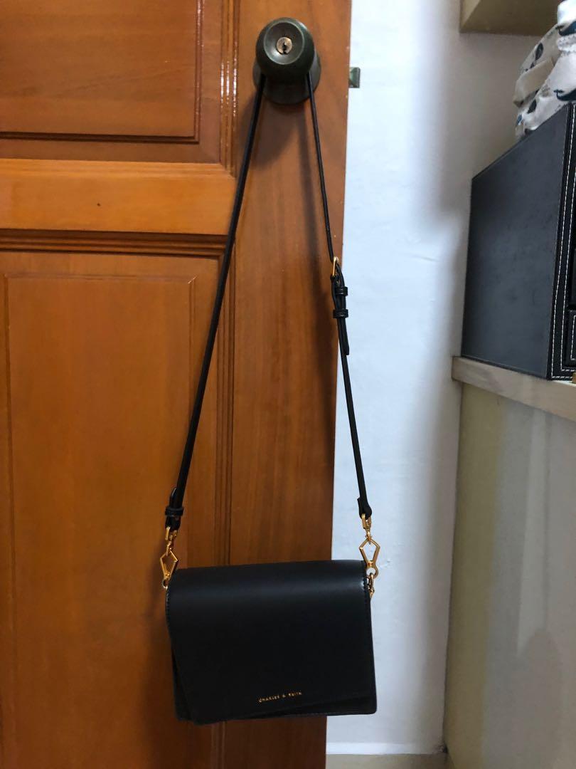 Charles & keith shop asymmetric front flap bag