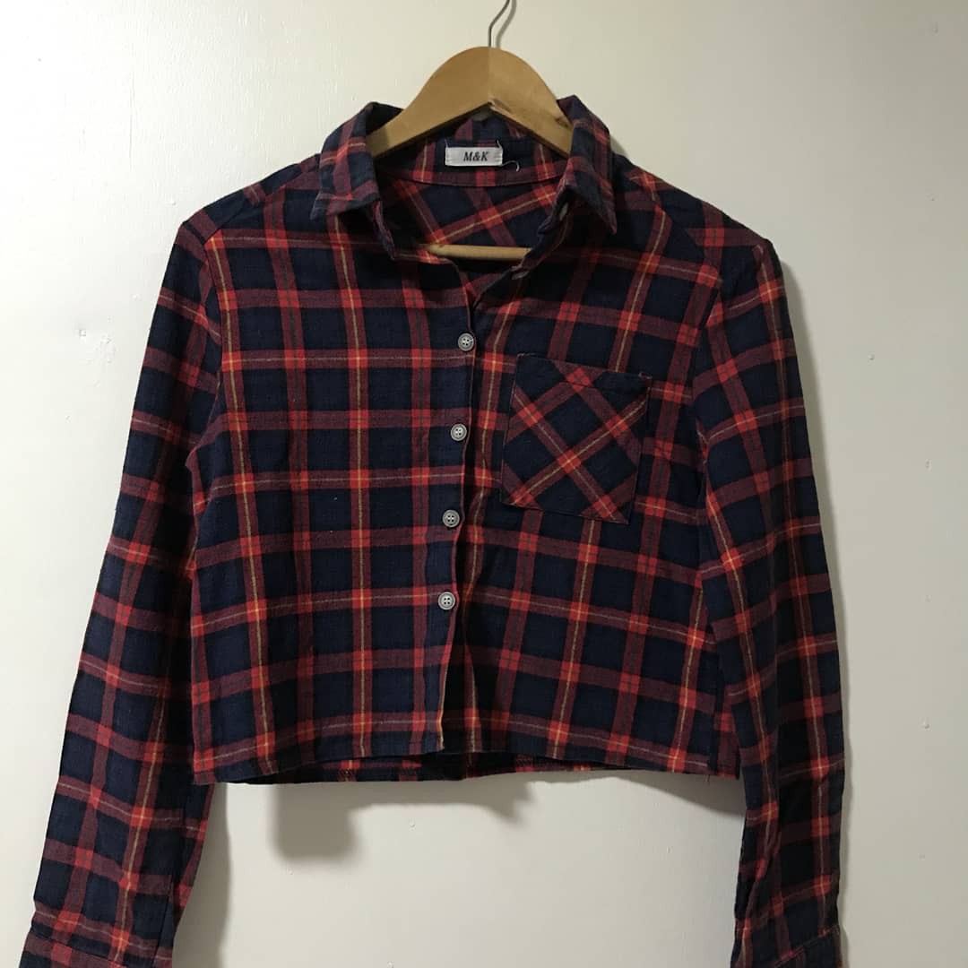 checkered crop hoodie