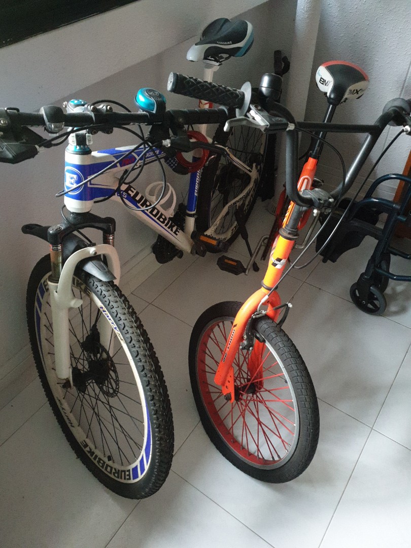 blue and white bmx