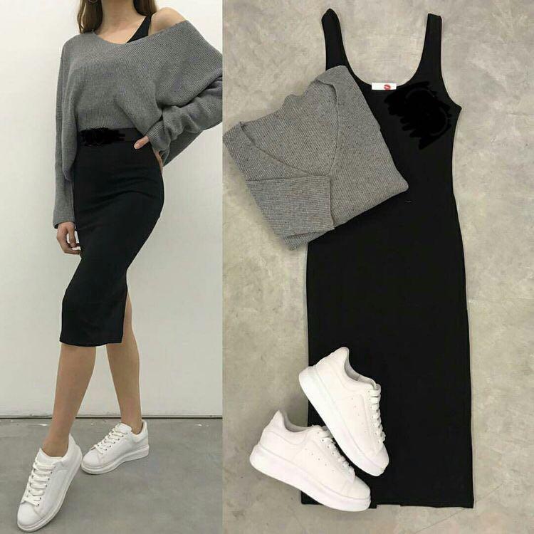 bodycon dress with sneakers outfit