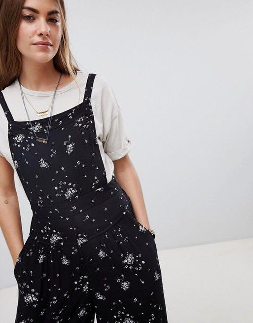 Free People black floral jumpsuit 