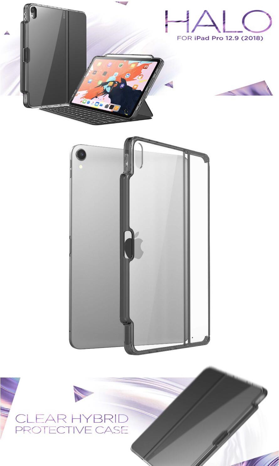 i-Blason Clear Protecive Case with Pencil Holder for iPad Pro 12.9 Inch 2018 Release Clear Compatible with Official Smart Cover and Smart Keyboard 3rd Generation iPad Pro 12.9 Case 2018