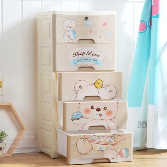 Instock Cartoon Plastic Drawer Cabinet Cloth Storage Furniture