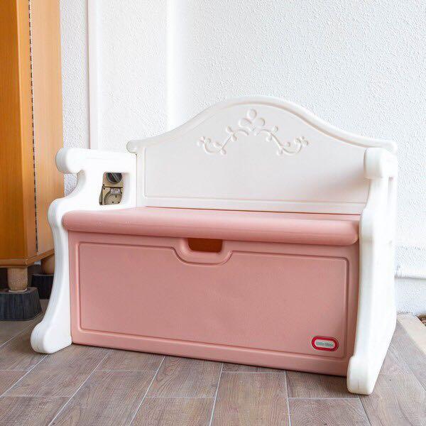 little tikes pink toy box bench