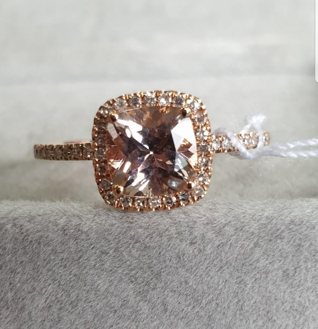 Sales Diamond pave morganite Ring Authentic Rose Gold