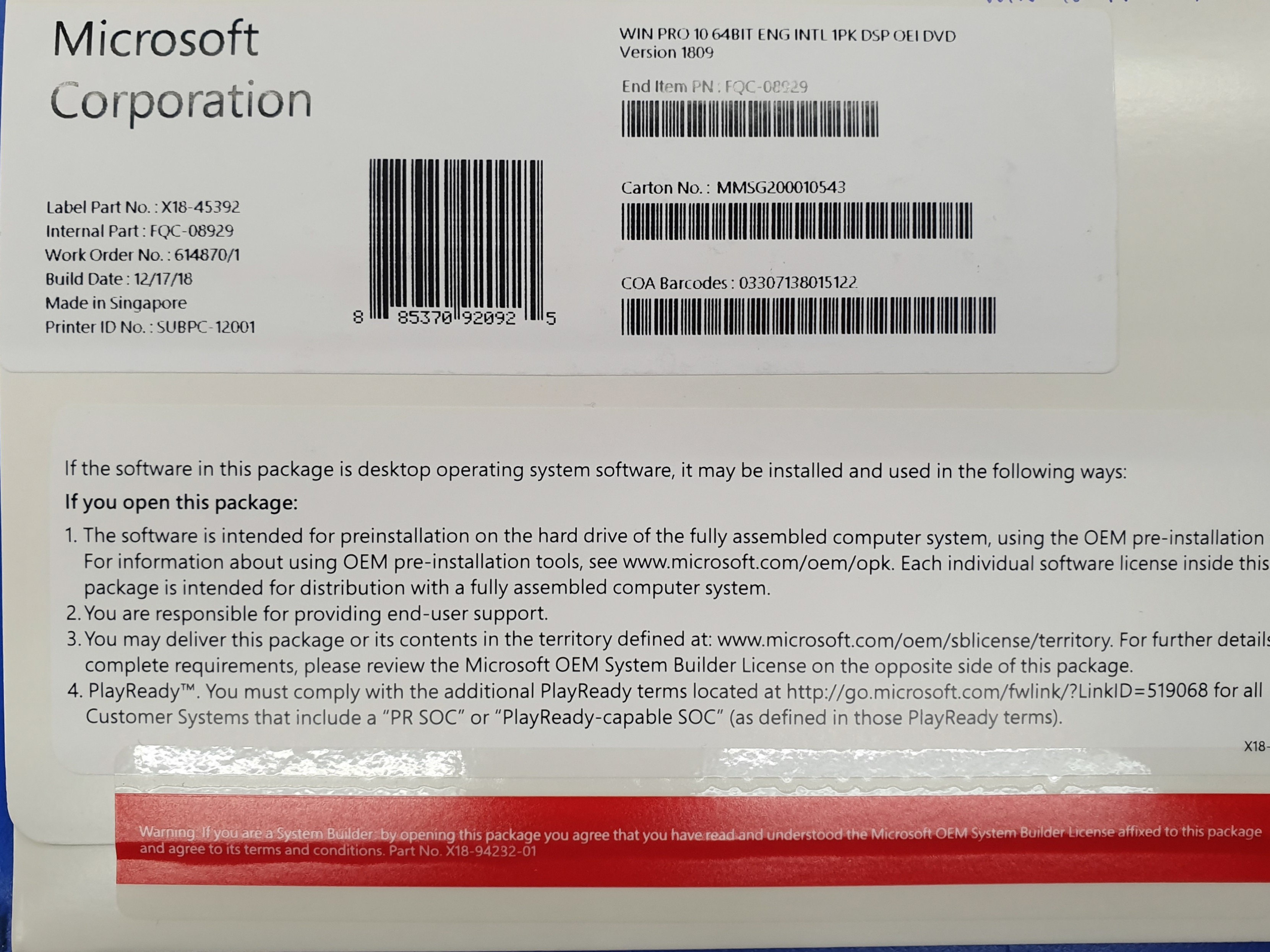Windows 10 Pro Oem Pack Electronics Computer Parts Accessories