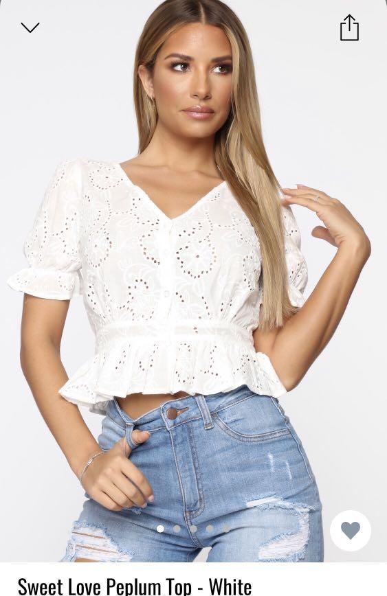 FASHION NOVA Peplum White Top, Women's