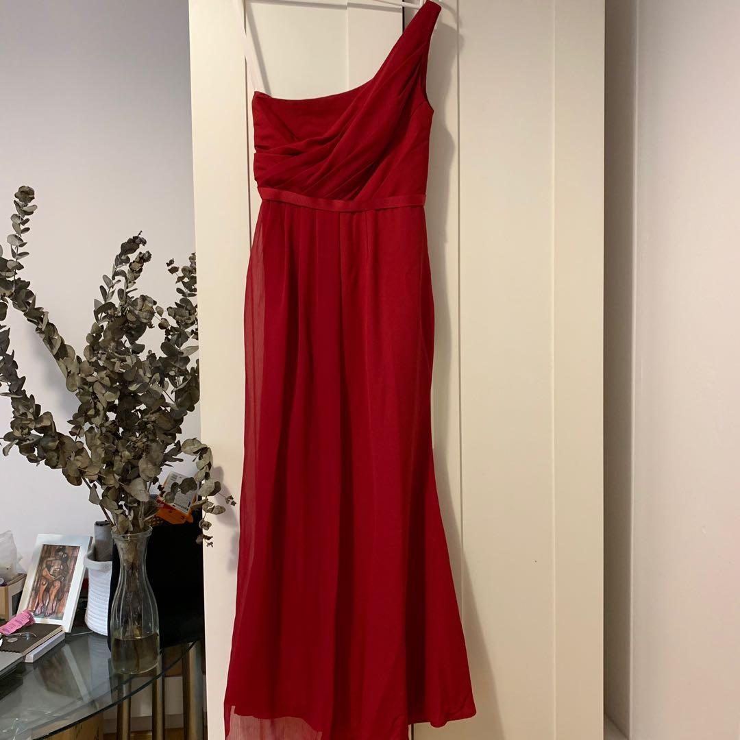 Red Off shoulder long dress Women s Fashion Muslimah Fashion