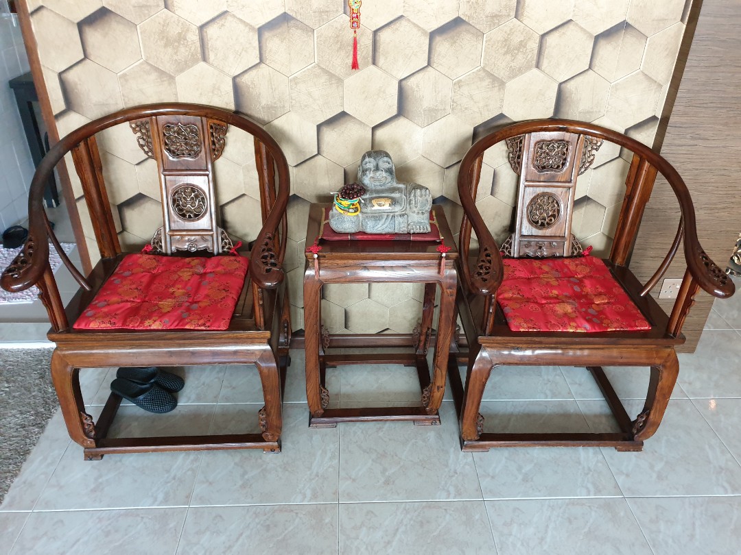 Rosewood Chair x2 and table, Furniture & Home Living, Furniture, Tables