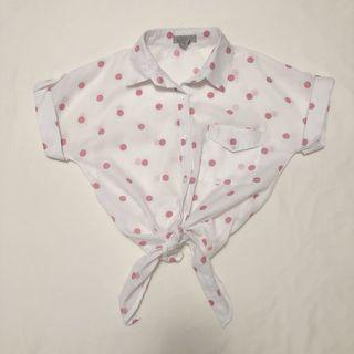 White Blouse with Pink Polka Dots 💗