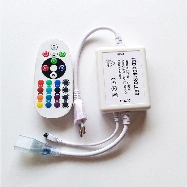 AC220V Remote Control Power Adapter 10x20mm RGB Neon LED Strip ...
