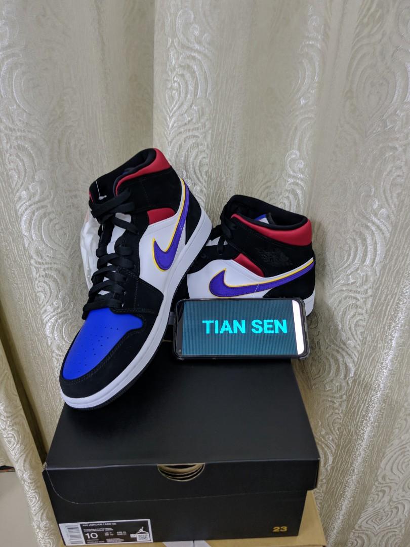 Air Jordan 1 Mid Se Lakers Top 3 Men S Fashion Footwear Sneakers On Carousell