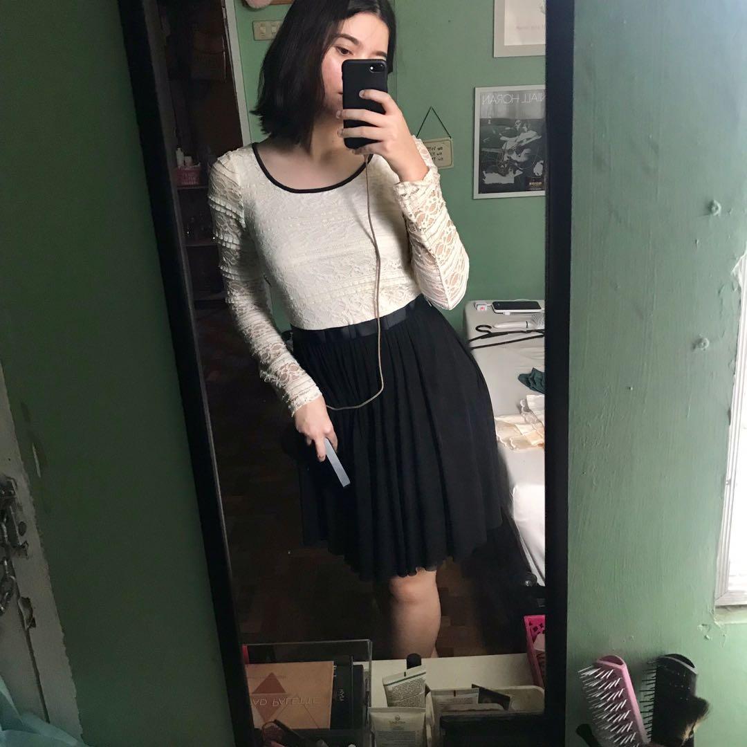 cache black and white dress